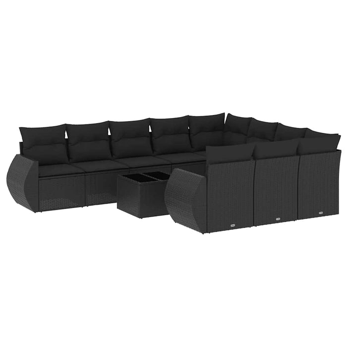 Set canapele de grădină cu perne, 11 piese, negru, poliratan - WALTI WALTI