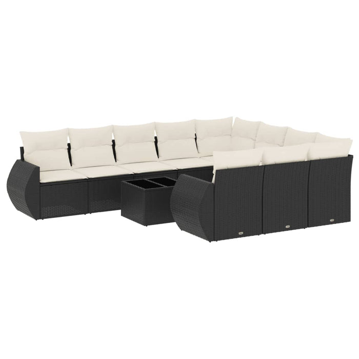Set canapele de grădină cu perne, 11 piese, negru, poliratan - WALTI WALTI