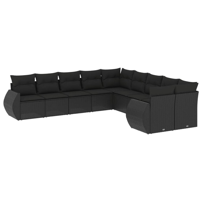 Set canapele de grădină cu perne, 10 piese, negru, poliratan - WALTI WALTI