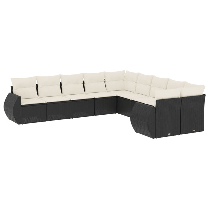 Set canapele de grădină cu perne, 10 piese, negru, poliratan - WALTI WALTI