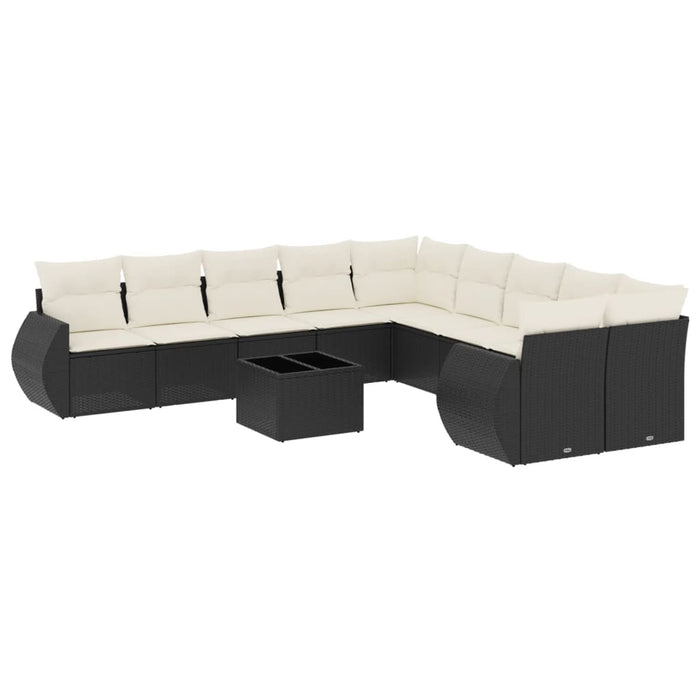 Set canapele de grădină cu perne, 11 piese, negru, poliratan - WALTI WALTI