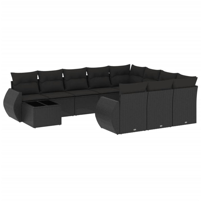 Set canapele de grădină cu perne, 11 piese, negru, poliratan - WALTI WALTI