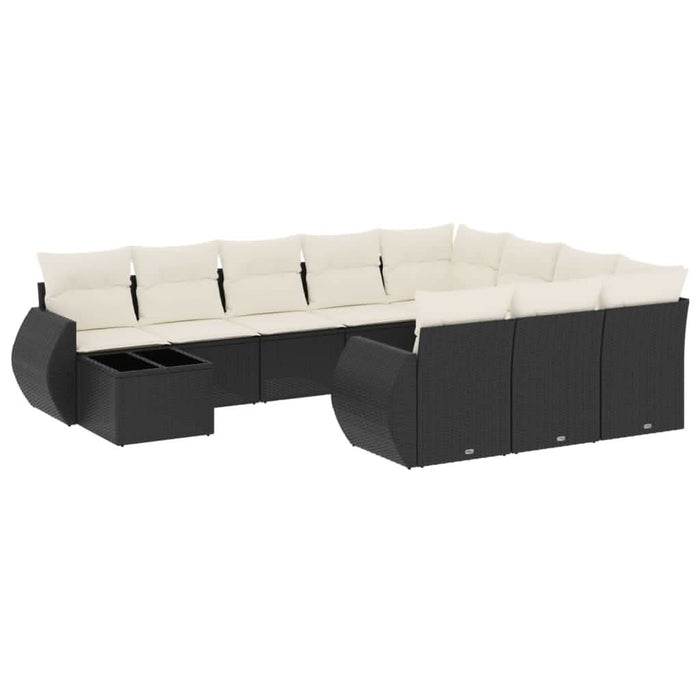Set canapele de grădină cu perne, 11 piese, negru, poliratan - WALTI WALTI