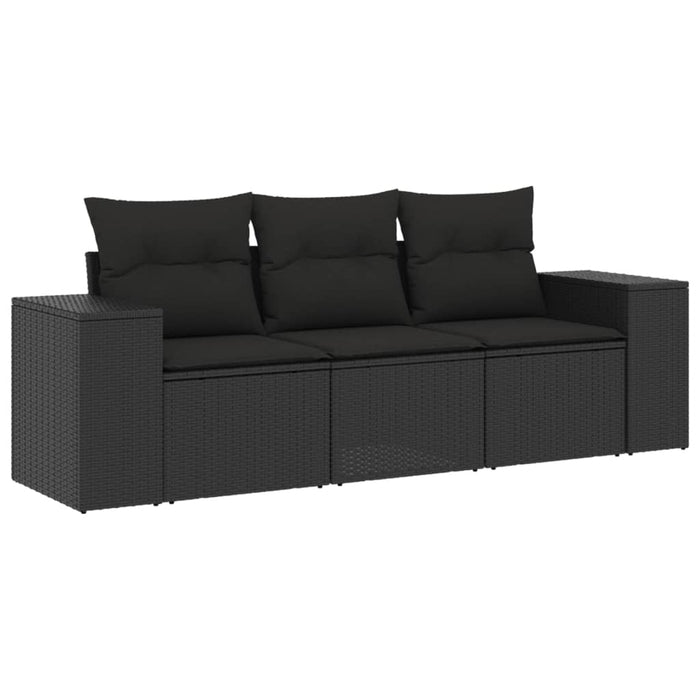 Set mobilier de grădină cu perne, 3 piese, negru, poliratan - WALTI WALTI