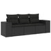 Set mobilier de grădină cu perne, 3 piese, negru, poliratan - WALTI WALTI