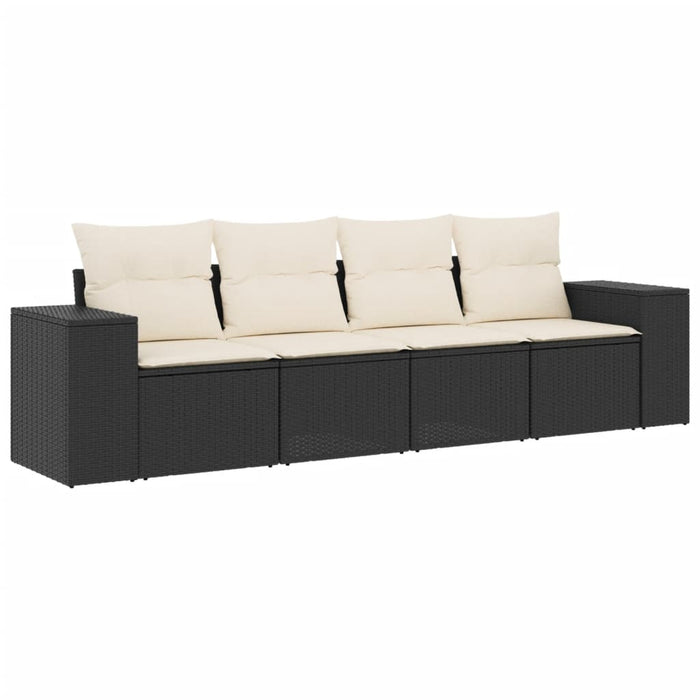 Set mobilier de grădină cu perne, 4 piese, negru, poliratan - WALTI WALTI