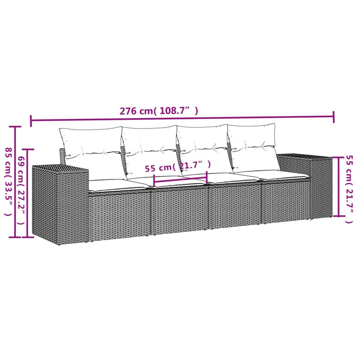 Set canapele de grădină, 4 piese, cu perne, bej, poliratan WALTI