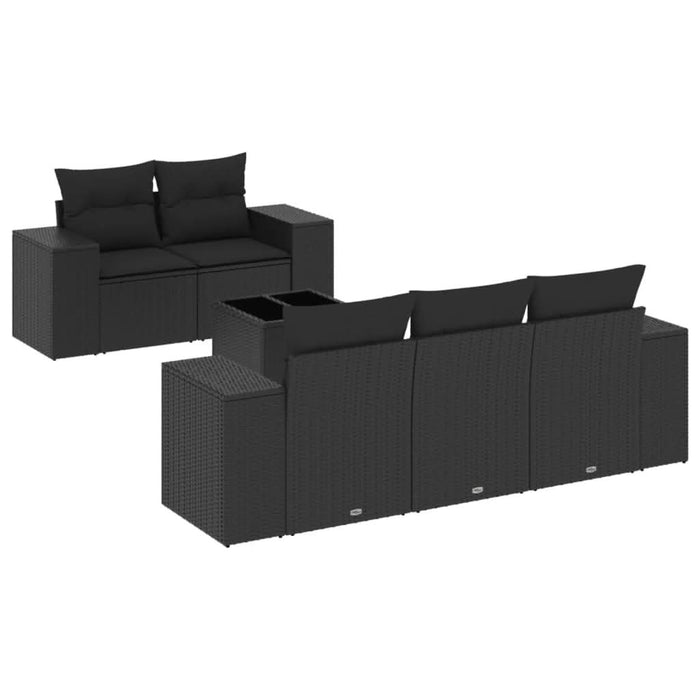Set mobilier de grădină cu perne, 6 piese, negru, poliratan - WALTI WALTI