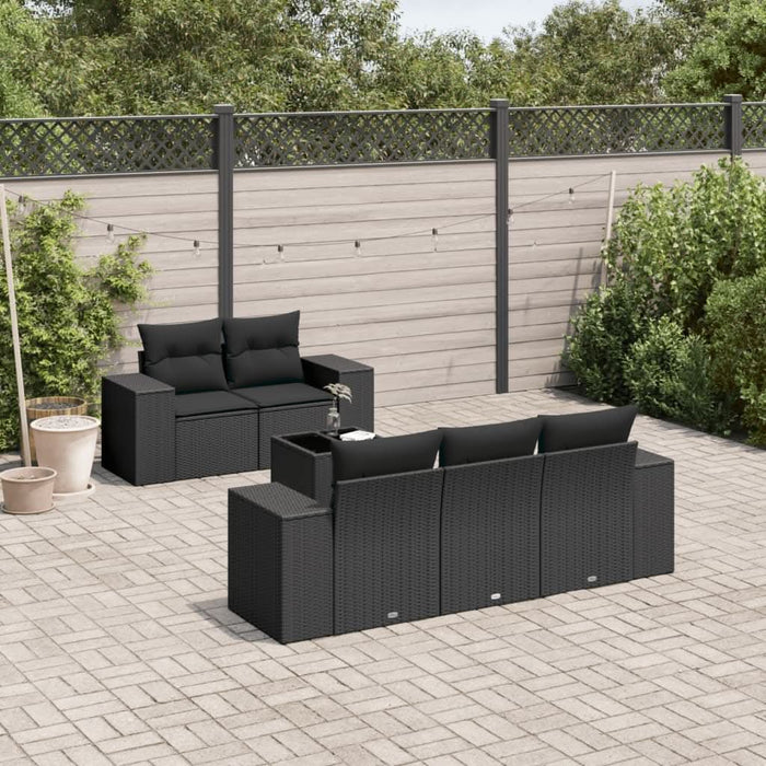 Set mobilier de grădină cu perne, 6 piese, negru, poliratan - WALTI WALTI