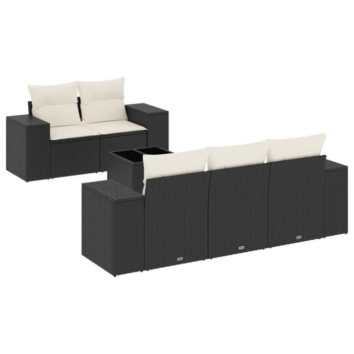 Set mobilier de grădină cu perne, 6 piese, negru, poliratan - WALTI WALTI