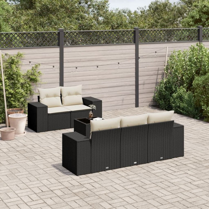 Set mobilier de grădină cu perne, 6 piese, negru, poliratan - WALTI WALTI