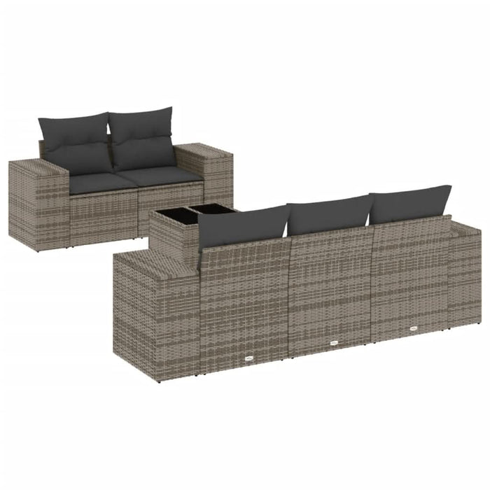 Set mobilier grădină cu perne, 6 piese, gri, poliratan - WALTI WALTI