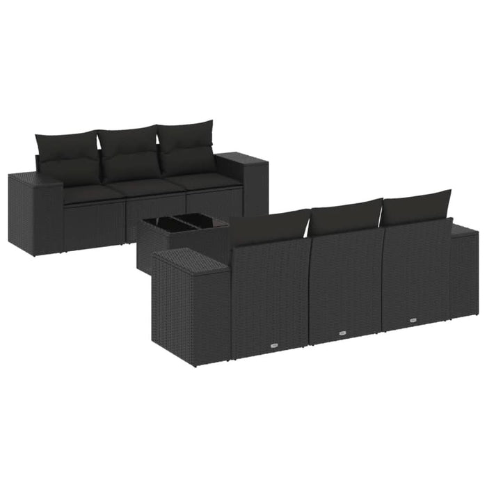 Set canapele de grădină cu perne, 7 piese, negru, poliratan - WALTI WALTI