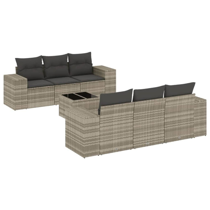 Set canapele de grădină cu perne, 7piese gri deschis poliratan WALTI