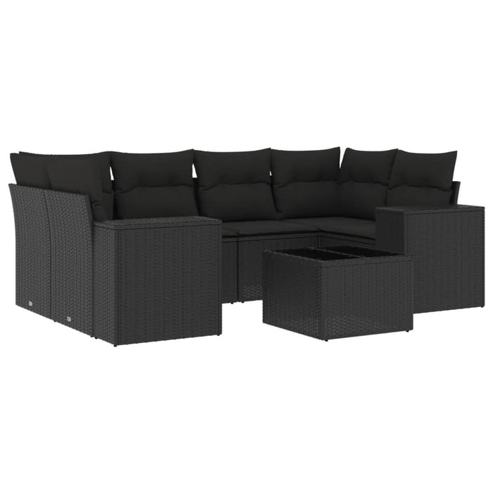 Set canapele de grădină cu perne, 7 piese, negru, poliratan - WALTI WALTI