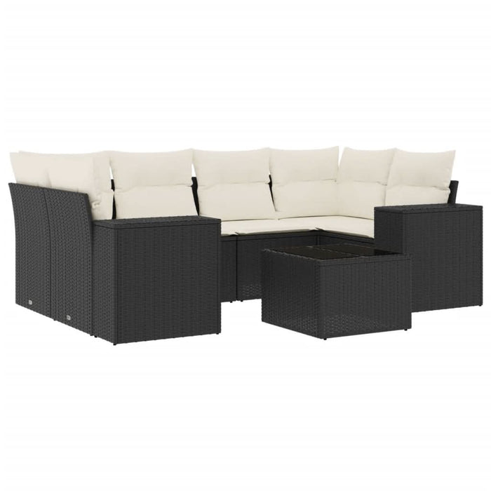 Set canapele de grădină cu perne, 7 piese, negru, poliratan - WALTI WALTI