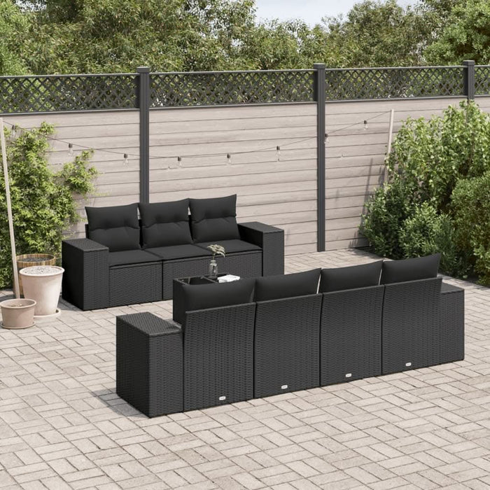 Set mobilier de grădină cu perne, 8 piese, negru, poliratan - WALTI WALTI
