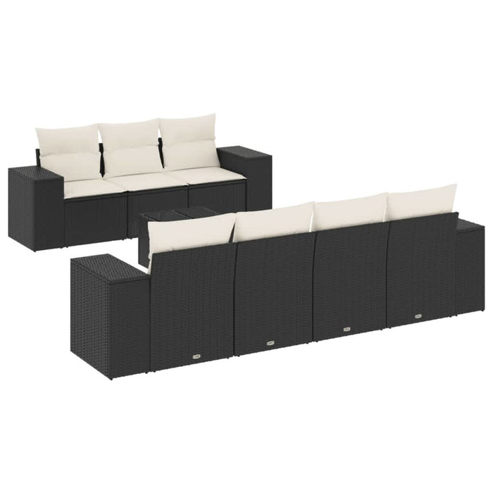 Set mobilier de grădină cu perne, 8 piese, negru, poliratan - WALTI WALTI