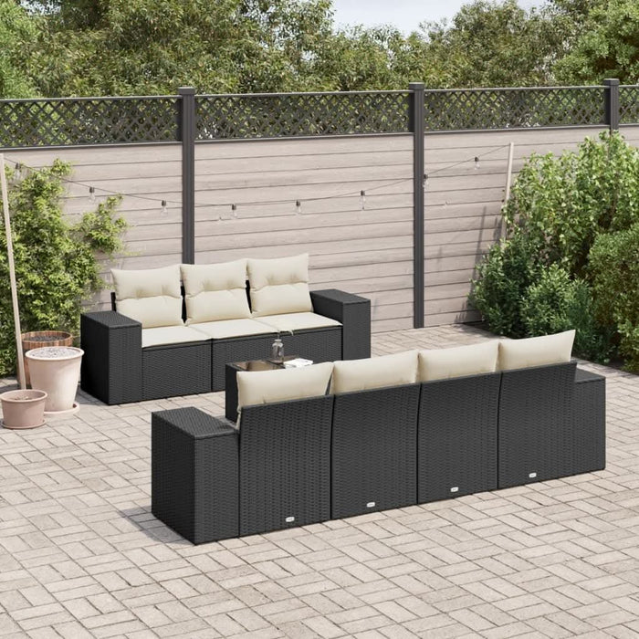 Set mobilier de grădină cu perne, 8 piese, negru, poliratan - WALTI WALTI
