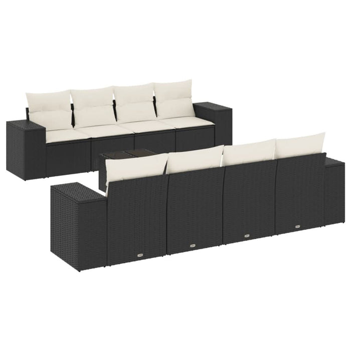 Set mobilier de grădină cu perne, 9 piese, negru, poliratan - WALTI WALTI