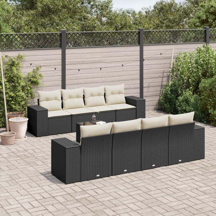 Set mobilier de grădină cu perne, 9 piese, negru, poliratan - WALTI WALTI