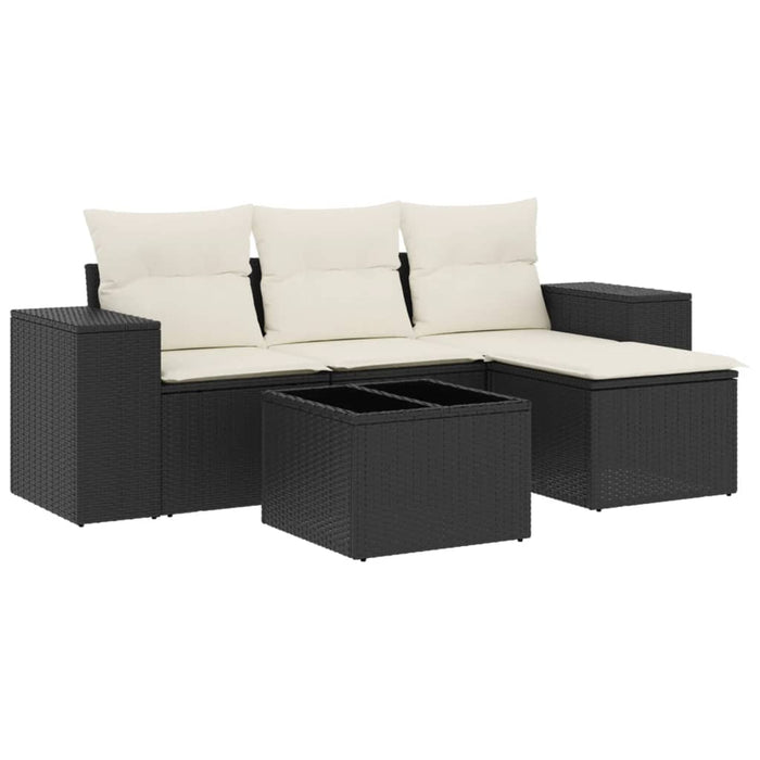 Set mobilier de grădină cu perne, 5 piese, negru, poliratan - WALTI WALTI
