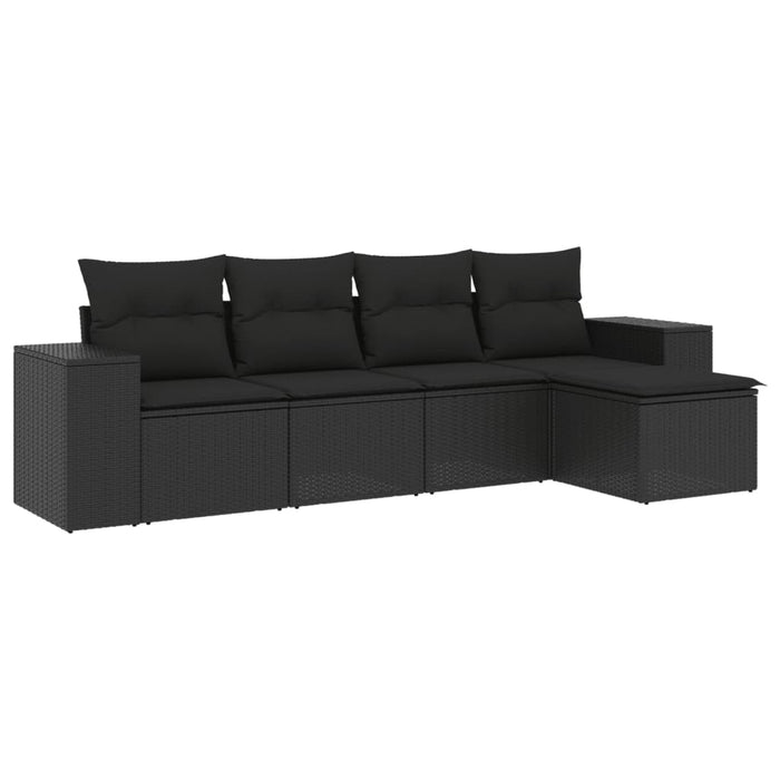 Set mobilier de grădină cu perne, 5 piese, negru, poliratan - WALTI WALTI