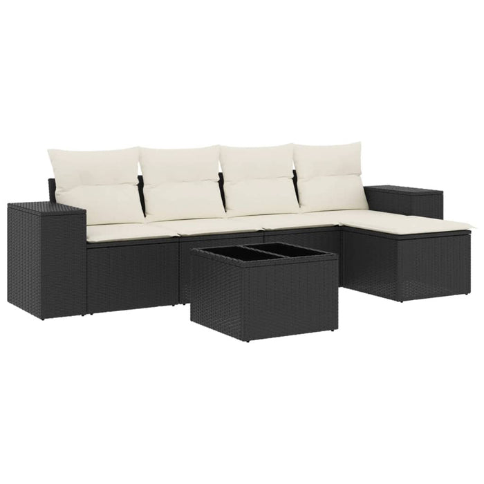 Set mobilier de grădină cu perne, 6 piese, negru, poliratan - WALTI WALTI