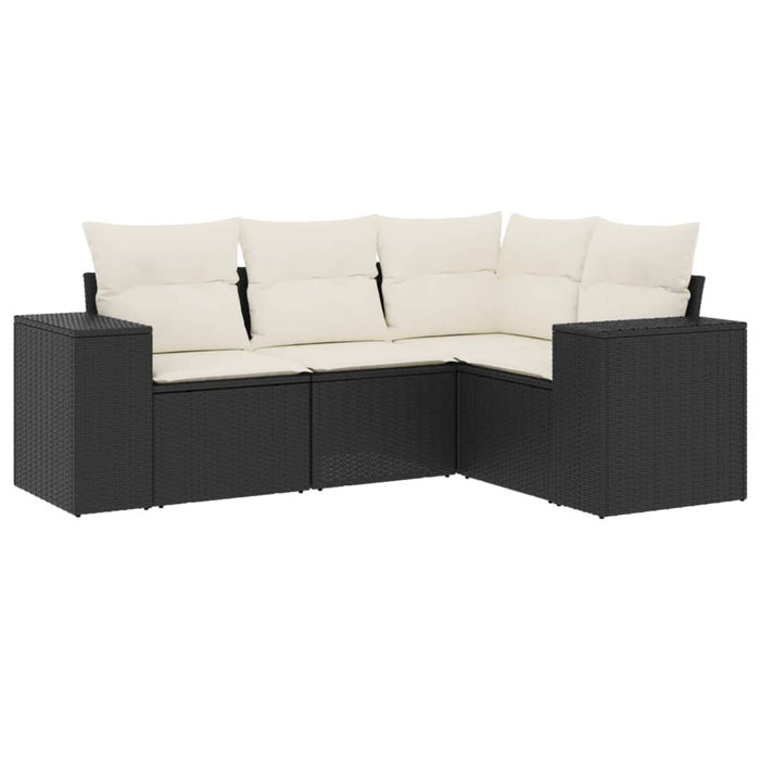 Set mobilier de grădină cu perne, 4 piese, negru, poliratan - WALTI WALTI