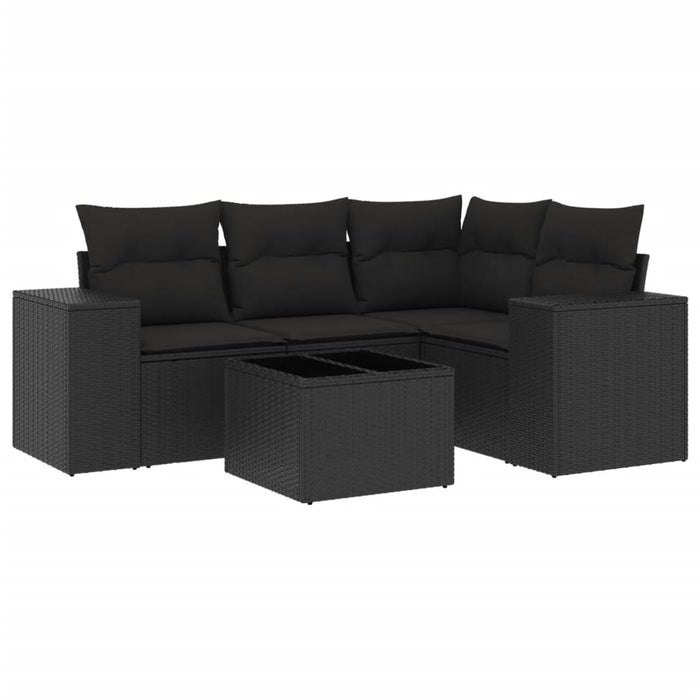 Set mobilier de grădină cu perne, 5 piese, negru, poliratan - WALTI WALTI