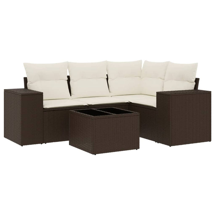 Set canapele de grădină cu perne, 5 piese, maro, poliratan WALTI