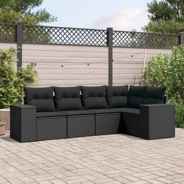 Set mobilier de grădină cu perne, 5 piese, negru, poliratan - WALTI WALTI