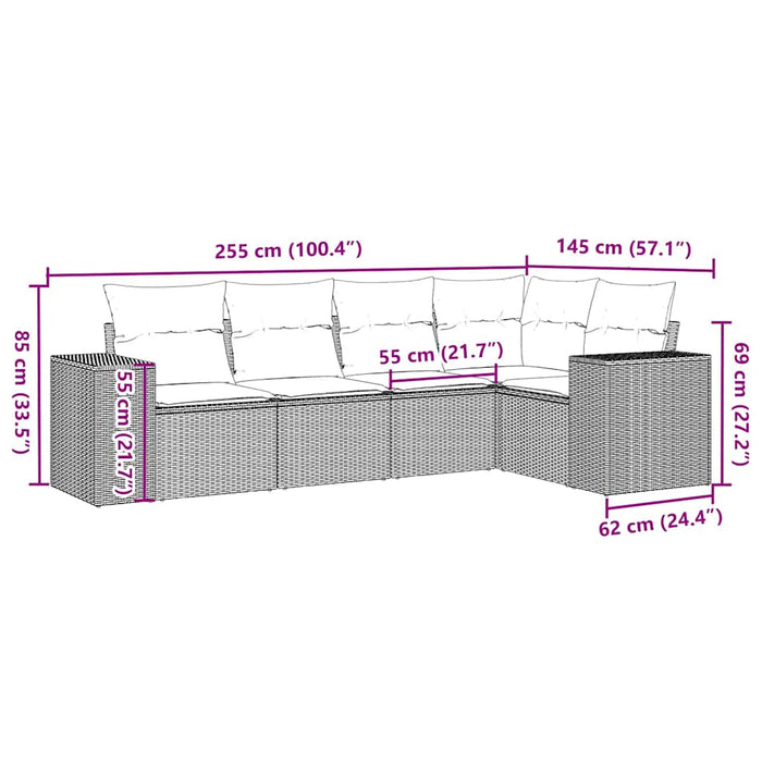 Set canapele de grădină cu perne, 5 piese gri deschis poliratan - WALTI WALTI