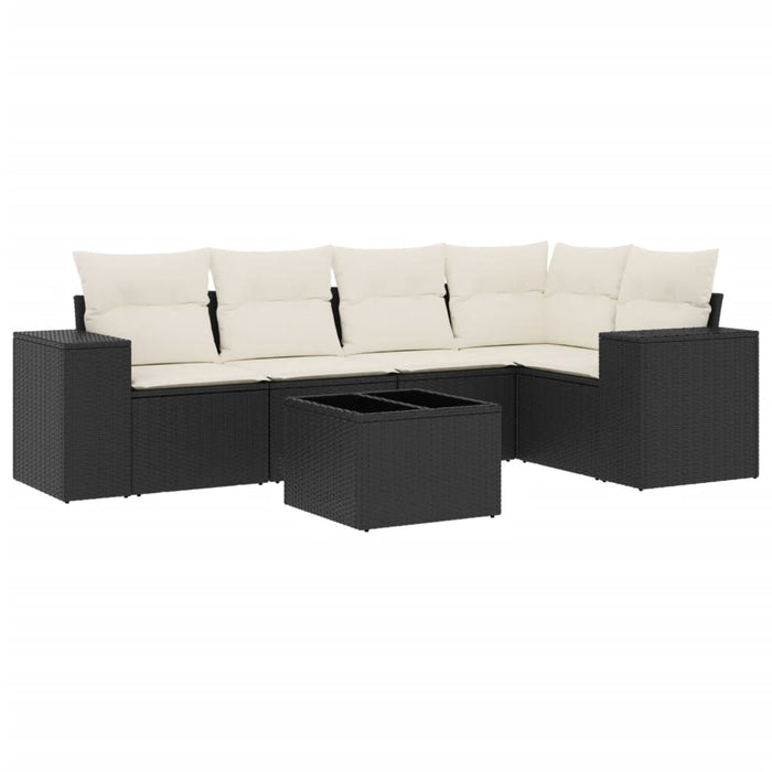 Set mobilier de grădină cu perne, 6 piese, negru, poliratan - WALTI WALTI