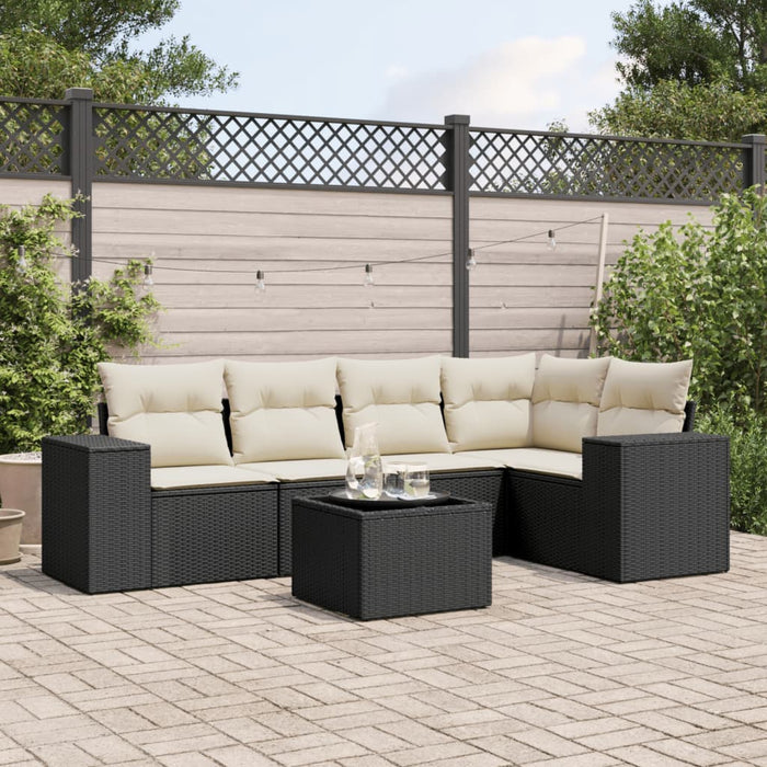 Set mobilier de grădină cu perne, 6 piese, negru, poliratan - WALTI WALTI