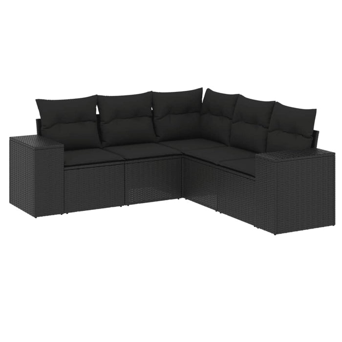 Set mobilier de grădină cu perne, 5 piese, negru, poliratan - WALTI WALTI