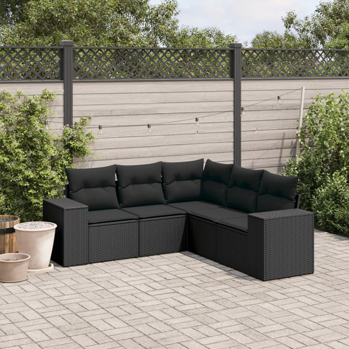 Set mobilier de grădină cu perne, 5 piese, negru, poliratan - WALTI WALTI