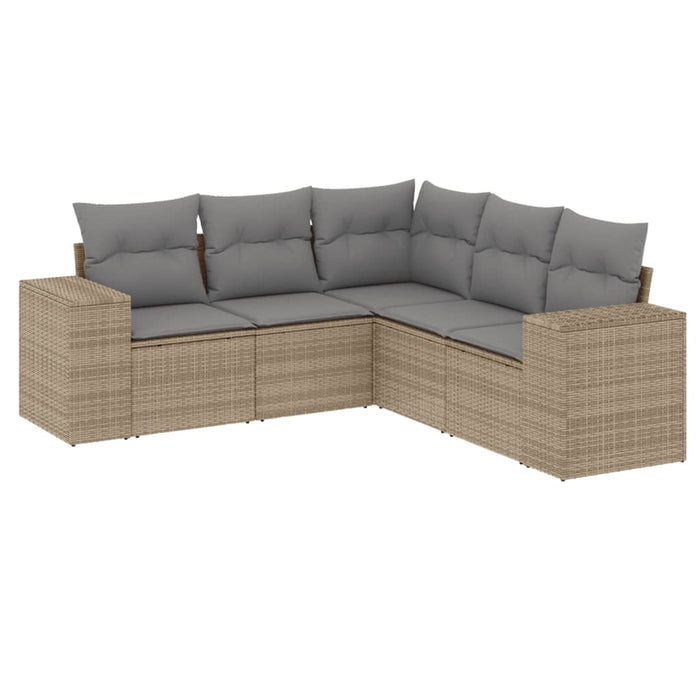 Set canapele de grădină cu perne, 5 piese, bej, poliratan WALTI
