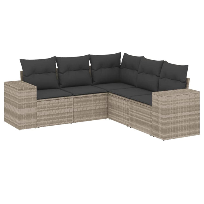 Set canapele de grădină cu perne, 5 piese gri deschis poliratan - WALTI WALTI