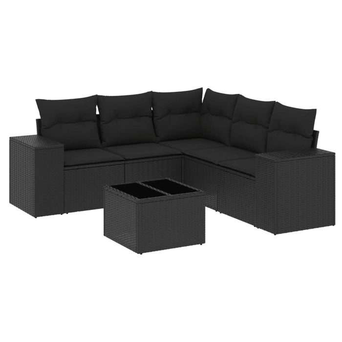 Set mobilier de grădină cu perne, 6 piese, negru, poliratan - WALTI WALTI