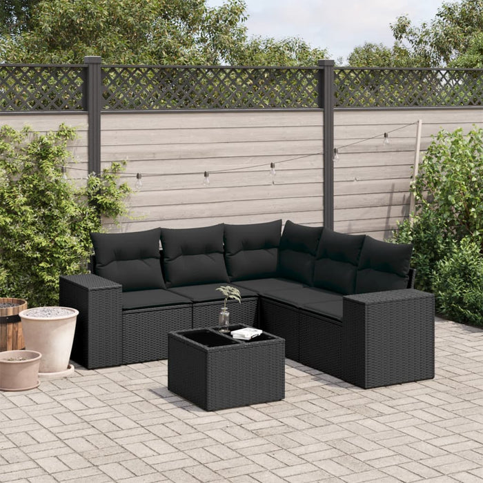 Set mobilier de grădină cu perne, 6 piese, negru, poliratan - WALTI WALTI