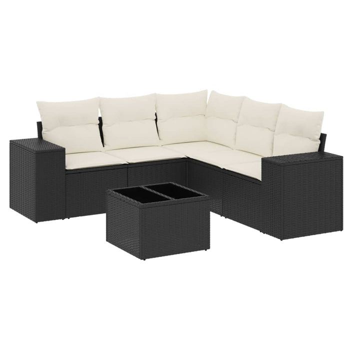 Set mobilier de grădină cu perne, 6 piese, negru, poliratan - WALTI WALTI