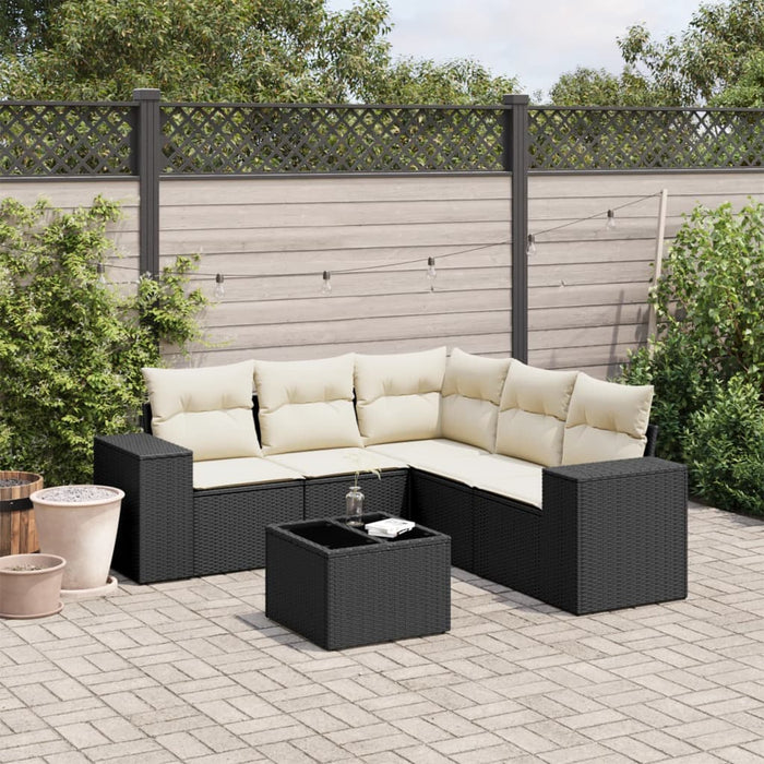 Set mobilier de grădină cu perne, 6 piese, negru, poliratan - WALTI WALTI