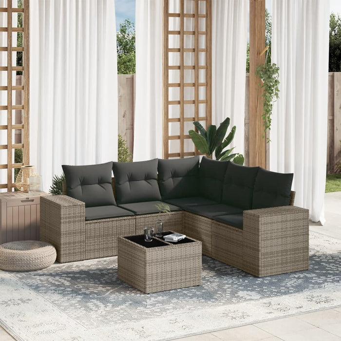 Set mobilier grădină cu perne, 6 piese, gri, poliratan - WALTI WALTI