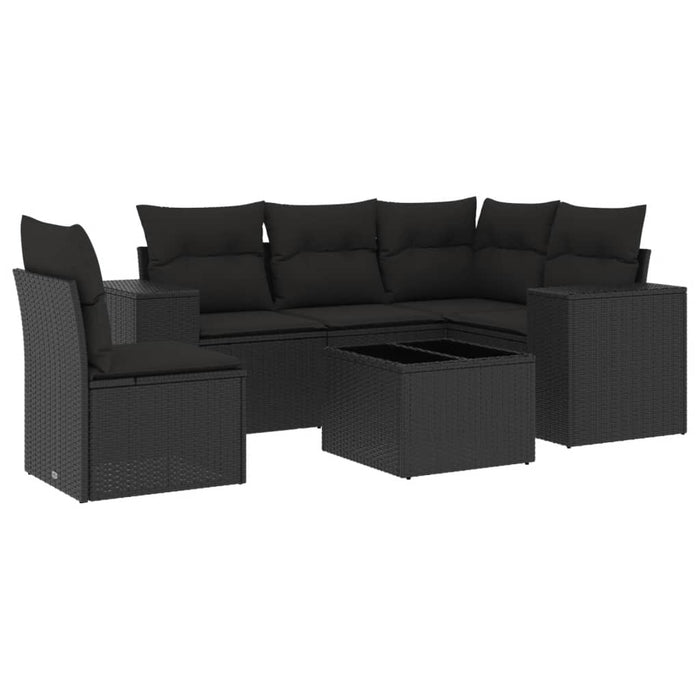 Set mobilier de grădină cu perne, 6 piese, negru, poliratan - WALTI WALTI