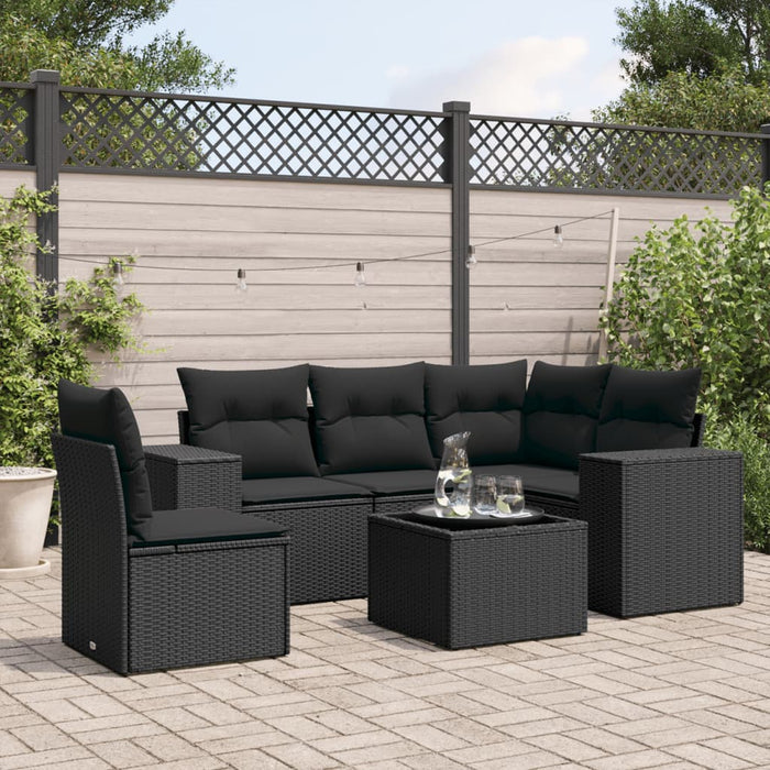 Set mobilier de grădină cu perne, 6 piese, negru, poliratan - WALTI WALTI