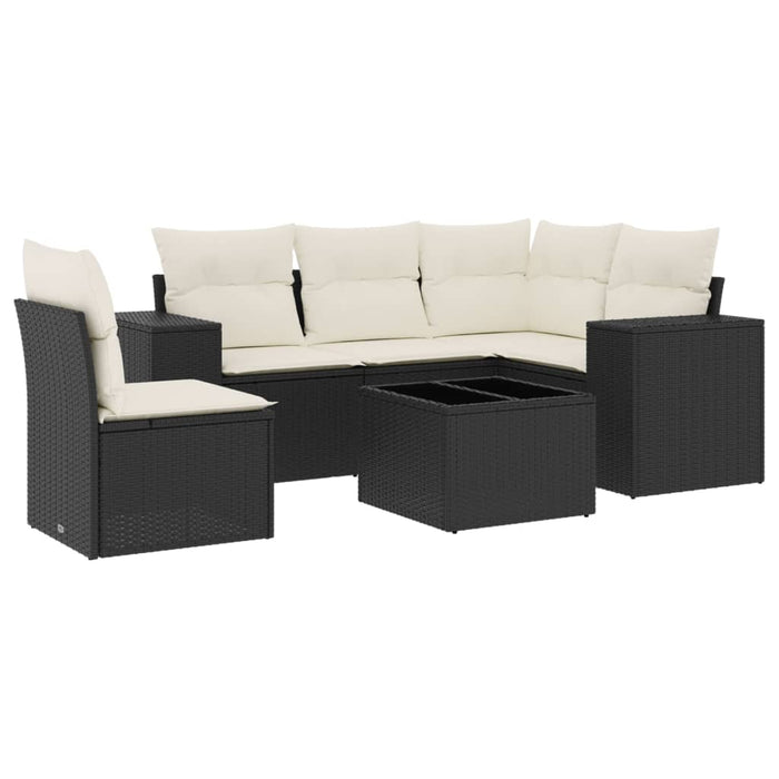 Set mobilier de grădină cu perne, 6 piese, negru, poliratan - WALTI WALTI