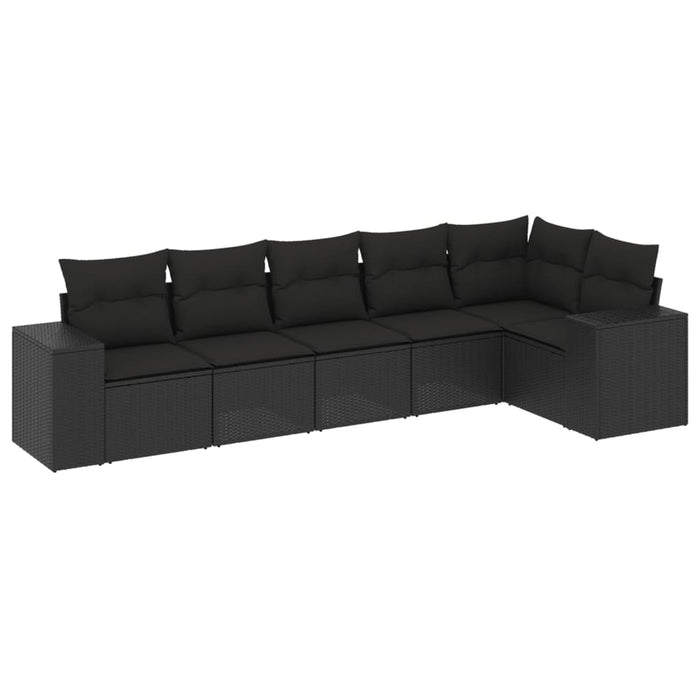 Set mobilier de grădină cu perne, 6 piese, negru, poliratan - WALTI WALTI