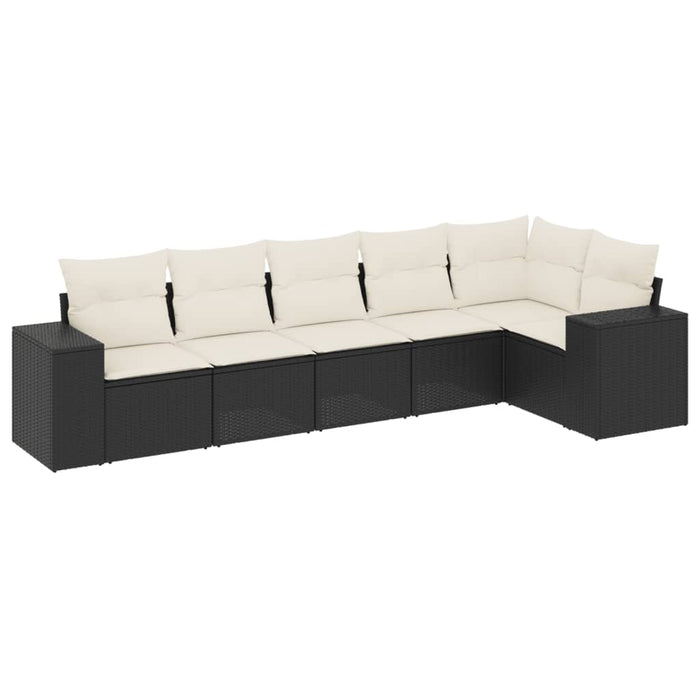 Set mobilier de grădină cu perne, 6 piese, negru, poliratan - WALTI WALTI