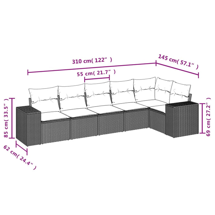 Set mobilier de grădină cu perne, 6 piese, negru, poliratan - WALTI WALTI